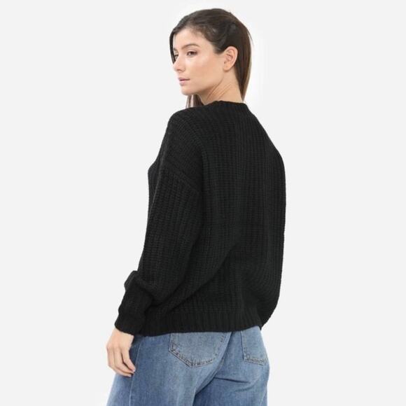 NWT VERO MODA Knit Crewneck Sweater In Black. Chunky, warm, winter, cozy lon… - Picture 13 of 14